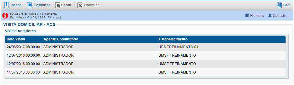 Visitas Anteriores